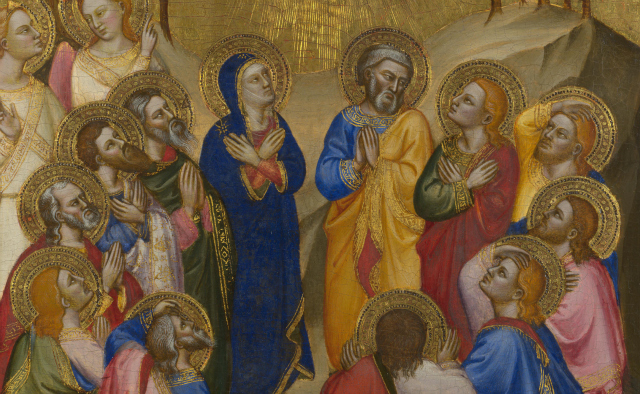 Lapis Lazuli used in a detail of "The Ascension," attributed to Jacopo di Cione (1371) (via The National Gallery, London(