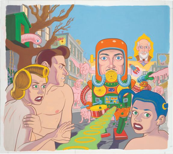 Daniel Clowes's cover for "Eightball 18" (1997), gouache on white board (Collection of Daniel Clowes Image courtesy of the artist and Oakland Museum of California)