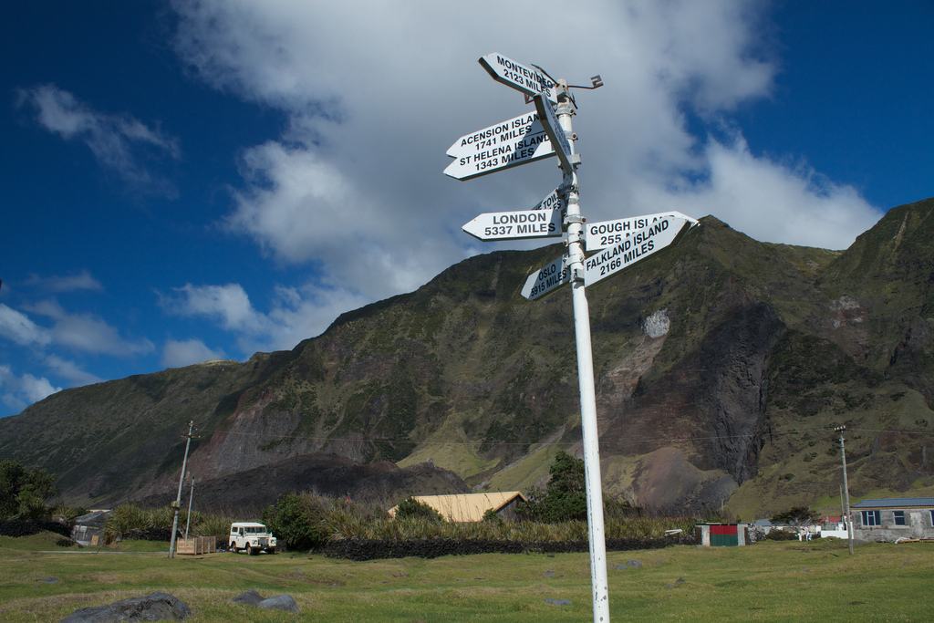 Signs to distant locales in Edinburgh of the Seven Seas (photograph by Brian Gratwicke, via Flickr)
