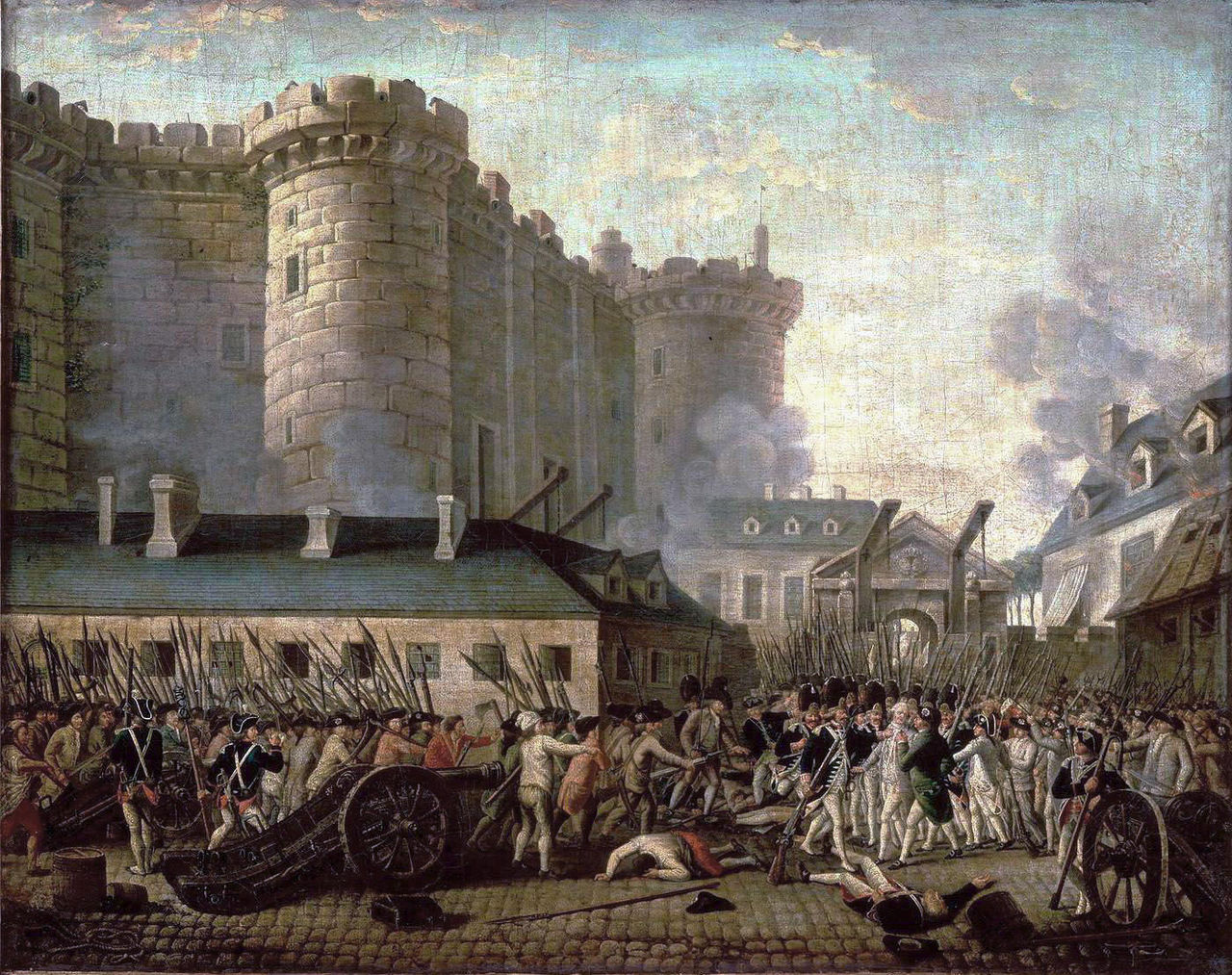 Anonymous, "Storming of the Bastille and the arrest of the Governor M. de Launay" (nd), oil on canvas (via Museum of the History of France)