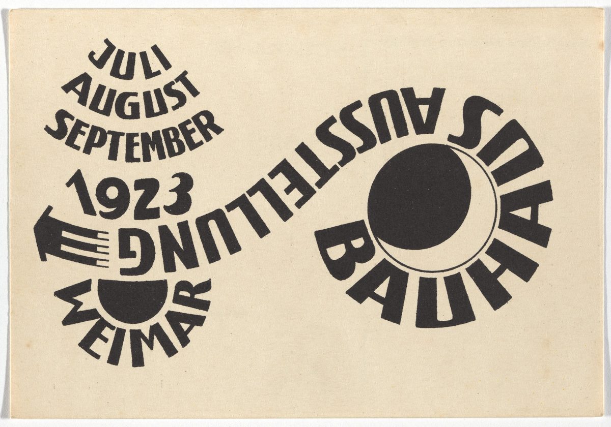 Ludwig Hirschfeld-Mack, "Bauhaus Ausstellung Weimar Juli–Sept, 1923, Karte 16" (1923), lithograph, 3 15/16 x 5 7/8 inches