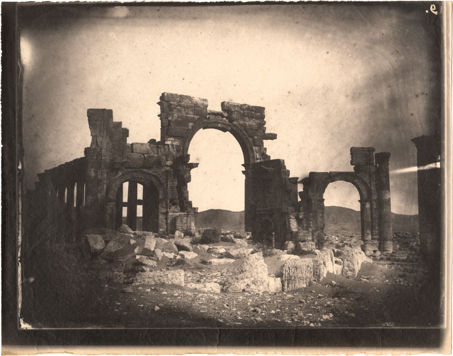 Triumphal arch and great colonnade, Palmyra, Syria, albumen print, 1864 (negative by Louis Vignes, photograph printed by Charles Nègre) (all images courtesy Getty Research Institute)