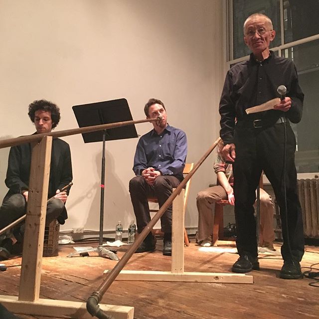 Yoshi Wada introducing “Earth Horns with Electronic Drone” at the Emily Harvey Foundation (photo by @thehouseofdis/Instagram)