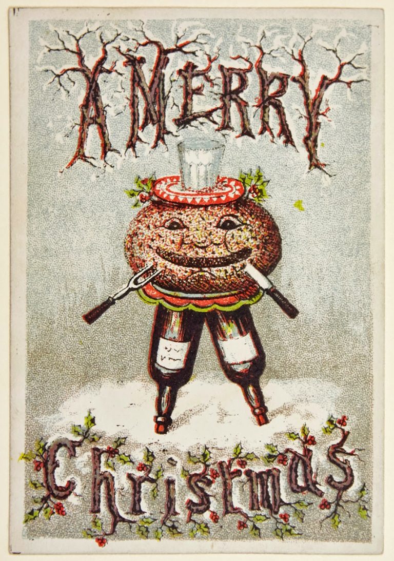 A Christmas pudding-themed card (via Laura Seddon collection/Machester Metropolitan University)
