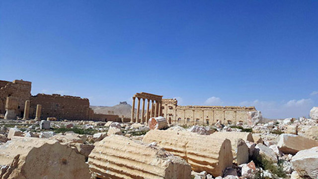 The Temple of Bel complex, as photographed after Palmyra's liberation (photo by Maher Mouaness)