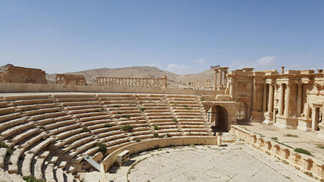 The Palmyra theater, as photographed after Palmyra's liberation (photo by Maher Mouaness)