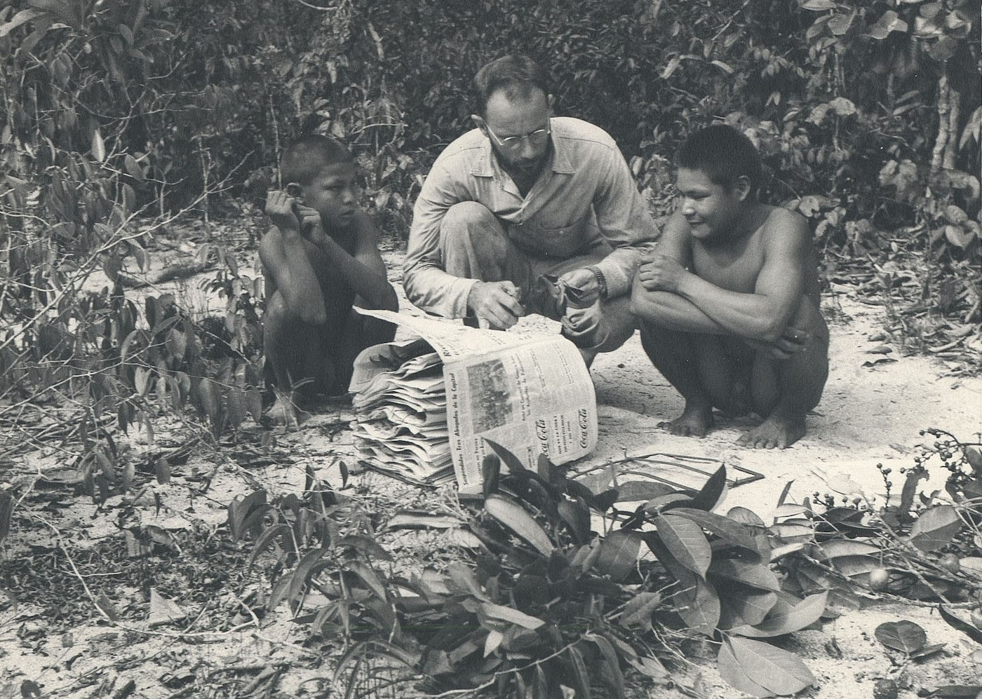 Richard Evans Schultes collecting plants with Maku assistants in 1952 (via Harvard University Herbaria)