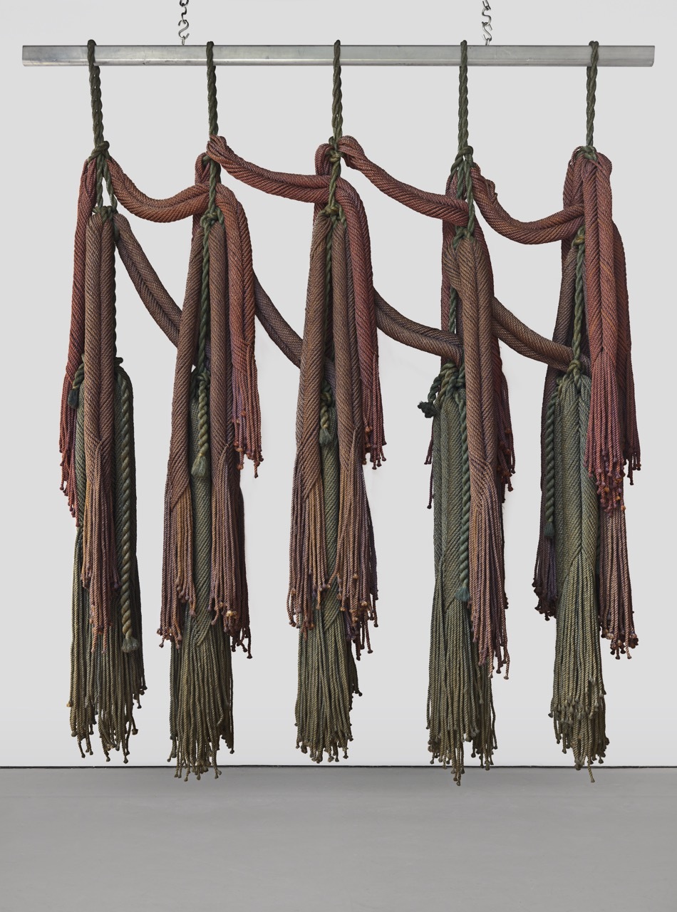 Françoise Grossen, "Five Rivers" 1974, Dyed manila, 107 x 93 x 12 inches via http://www.blumandpoe.com/exhibitions/fran%C3%A7oise-grossen-0#images1