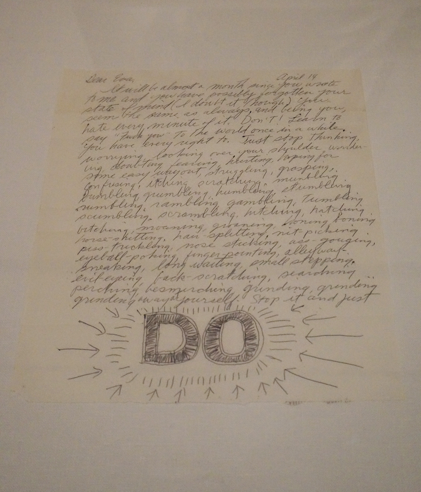 A page from Sol LeWitt's 1965 letter to Eva Hesse (click to enlarge)