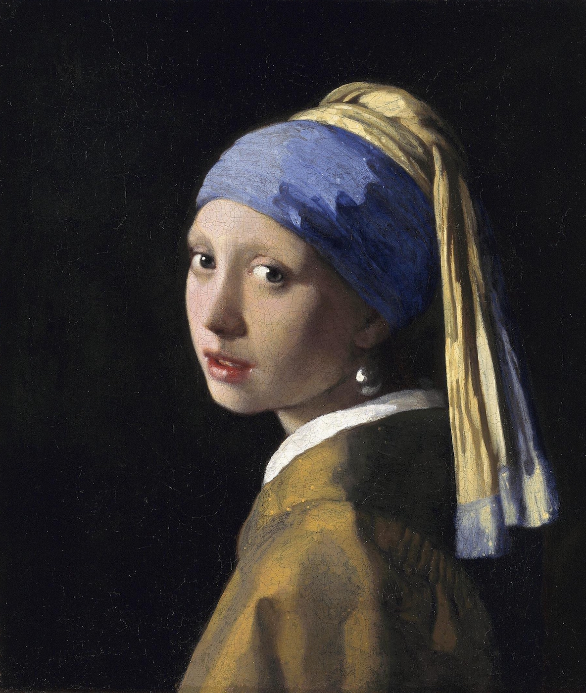 Johannes Vermeer, "The Girl with a Pearl Earring" (1665), oil on canvas. Lapis lazuli was used on the blue of her turban. (via Royal Picture Gallery Mauritshuis/Wikimedia)