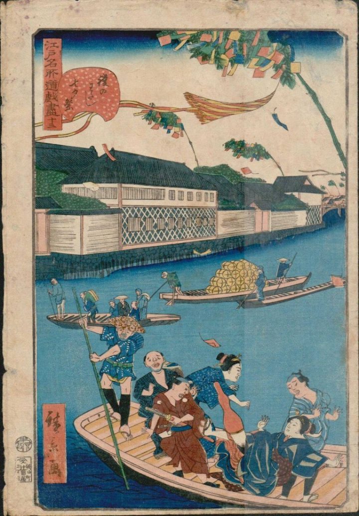 utagawa-hirokage-giant-brush-falls-into-boat-1860
