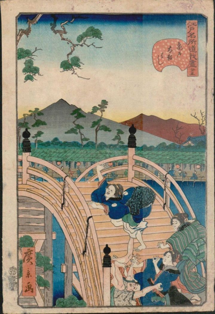 utagawa-hirokage-people-falling-on-bridge