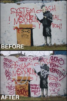 The street art piece was on Sutton's Beddington Farm Road, near an Ikea store. (via BBC)