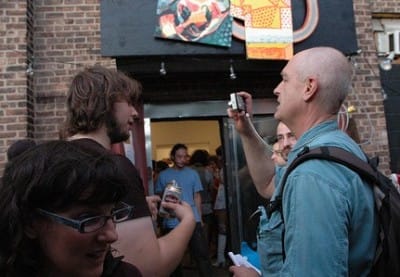 James Kalm interviewing curator Peter Dohill at the first 'Maximum Perception' festival last year at English Kills