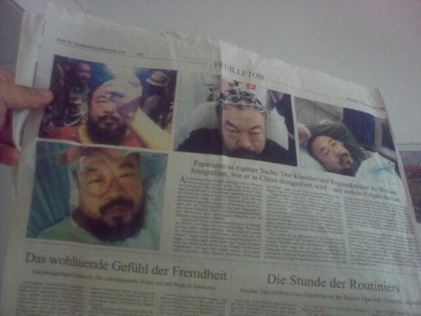 A sample Twitpic from Ai Weiwei during his recovery.