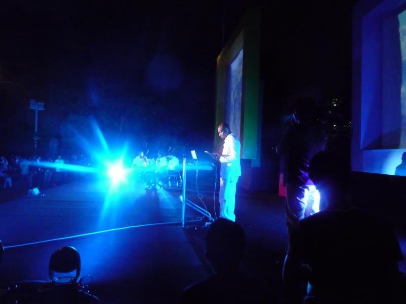 Opening night at the Gwangju Biennale, with DJ Spooky and members of the Gwangju city orchestra.