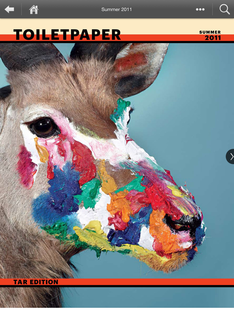 The cover of Cattelan's Toilet Paper, which can be viewed on the iPad app.