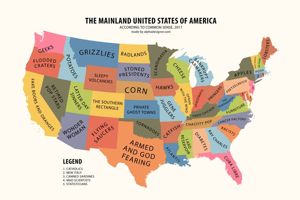 Mainland USA According to Common Sense. The world according to the United States in 2010. Image from http://alphadesigner.com.