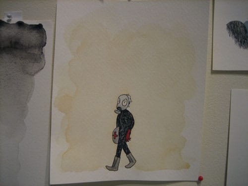 Susie Cagle, "Occupied Oakland, An Illustrated History," 2011-2012, watercolor on paper, dimensions vary. (photo by author)