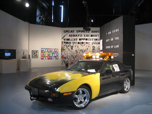 "I Am Crime: Art on the Edge of Law" installation shot. (photo by author)