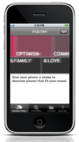 The POETRY App randomly selects a poem for you to read when you shake your phone. Image via poetryfoundation.org.