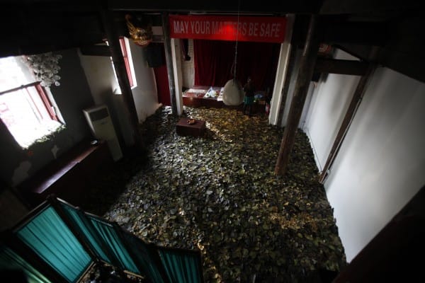 A view of the installation at Zajia, featuring works by the Forget Art collective. Image courtesy the author.