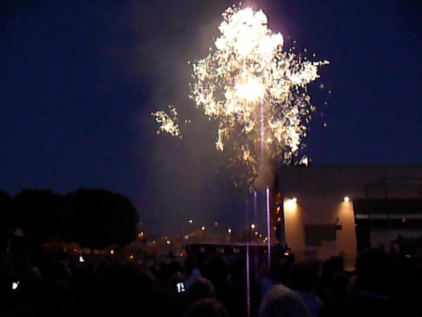 Cai Guo-Qiang's Mystery Circle explodes on the north wall of MOCA's Geffen Contemporary. All photos by the author.