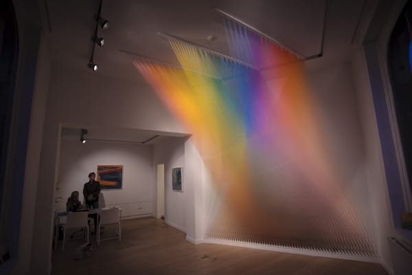 An installion view of Gabriel Dawes's Plexus installation at Lot 10 gallery.