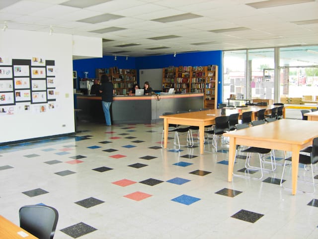 Inside the Service Center. 