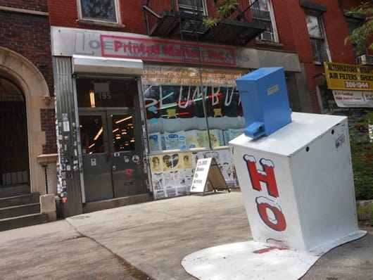 Showpaper box outside Printed Matter