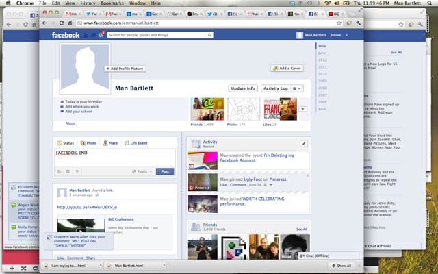The last few seconds of Man's Facebook account