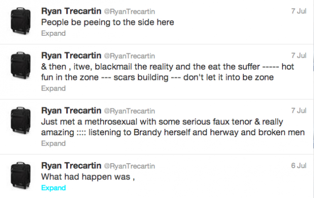 Screen shot of @RyanTrecartin's Twitter feed
