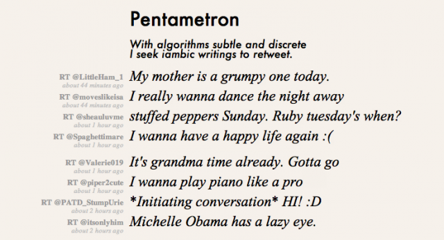 Screen shot of Ranjit Bhatnagar's “Pentametron"