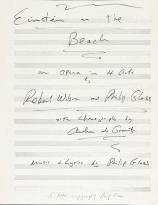 Philip Glass, Title page from autograph manuscript, "Einstein on the Beach"