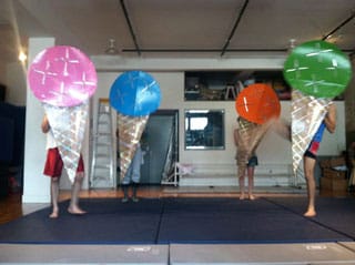 Circus Amok performers as ice cream cones