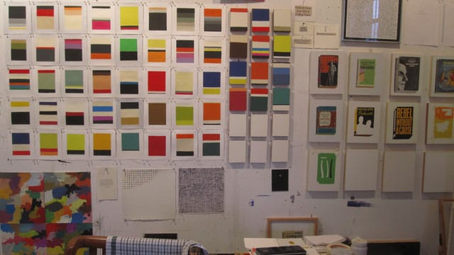 A wall in Richard Baker's studio