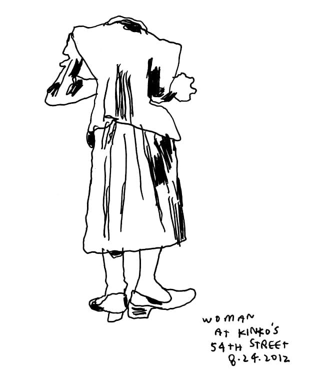Jason Polan, "Woman at Kinko's on 54th Street"