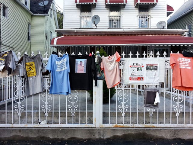 Matt Green, photograph of a memorial to Ramarley Graham in front of his house, shot for I'm Just Walkin'