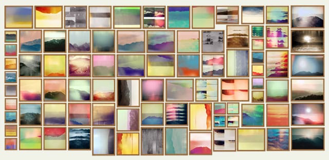 Penelope Umbrico, Mock-up for exhibition installation of "Moving Mountains (1850–2012)"