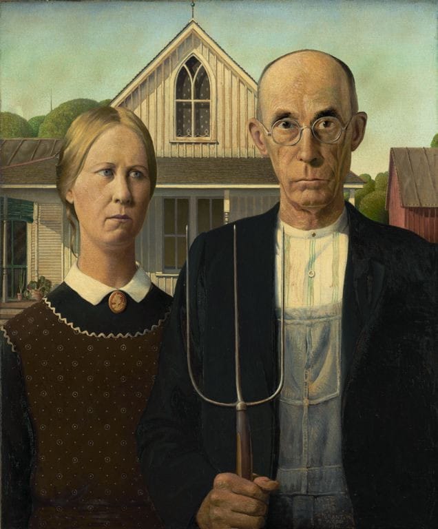 Grant Wood, "American Gothic" (1930) (image via Art Institute of Chicago)