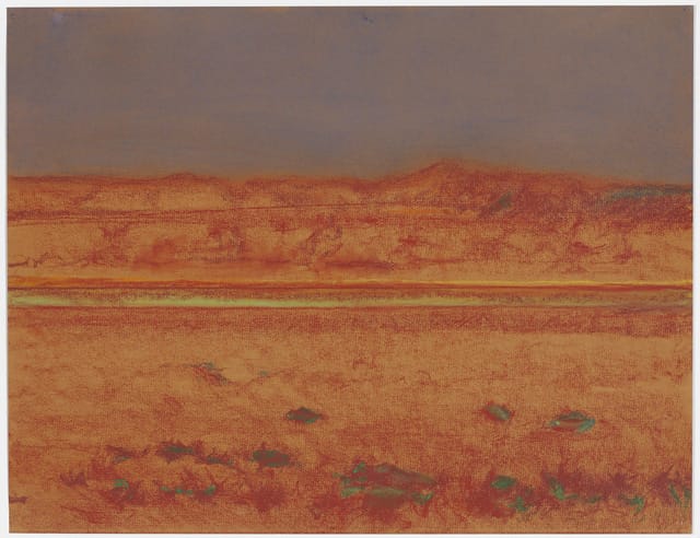 Richard Artschwager, "Bushes in Orange Field" (2011), pastel on orange paper (all images courtesy David Nolan unless otherwise noted)