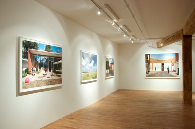 Installation view, Julie Blackmon, "Day Tripping," at Robert Mann Gallery (all photos by the author for Hyperallergic)