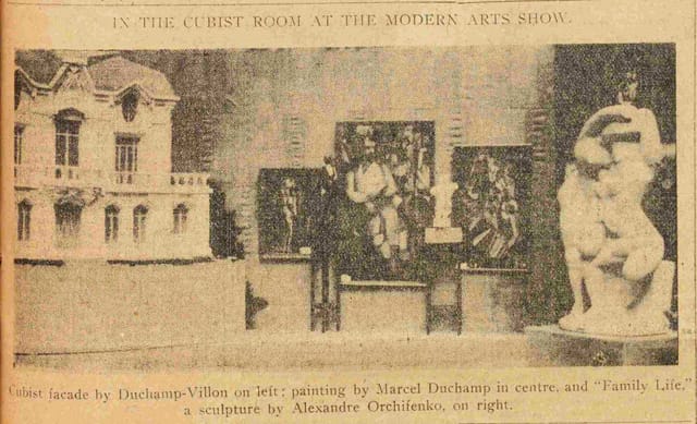 Installation shot of the Cubist room at the 1913 Armory Show