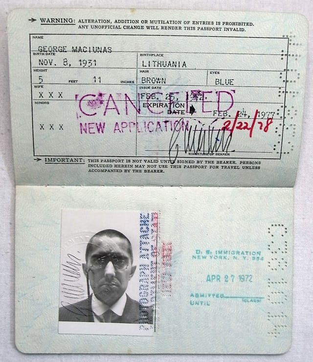 George Maciunas's passport