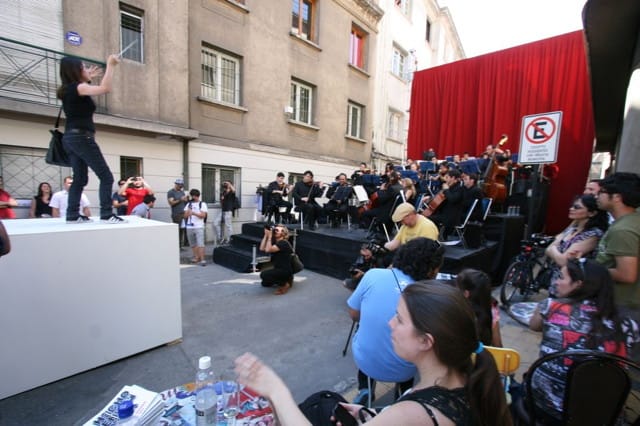 A passerby conducting Sebastian Errazuriz's orchestra