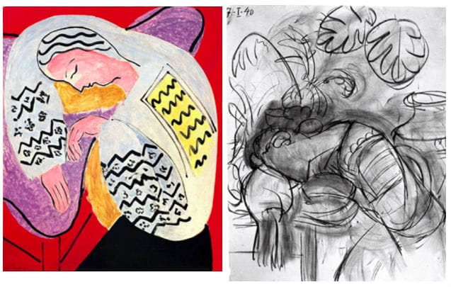 Matisse, "The Dream" (1940) and photographic reproduction of "The Dream" in progress