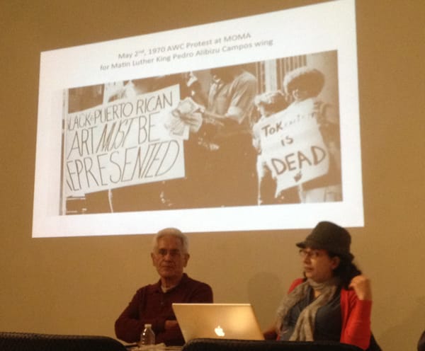 Marcos Dimas and Yasmin Ramírez speaking at El Taller Boricua, Dec. 12, 2012 (photo by the author)