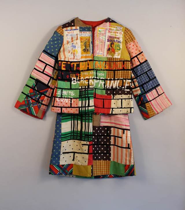 Elaine "Jae" Jarrell (American, born 1935). Urban Wall Suit, ca. 1969. Sewn and painted cotton and silk, two-piece suit. Brooklyn Museum, Gift of R.M. Atwater, Anna Wolfrom Dove, Alice Fiebiger, Joseph Fiebiger, Belle Campbell Harriss, and Emma L. Hyde, by exchange; Designated Purchase Fund, Mary Smith Dorward Fund, Dick S. Ramsay Fund, and Carll H. de Silver Fund, 2012.80.16
