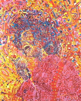 Wadsworth Jarrell (American, born 1929). Revolutionary, 1972. Screenprint on paper, 34 x 26 1/2 in. (86.4 x 67.3 cm). Brooklyn Museum, Gift of R.M. Atwater, Anna Wolfrom Dove, Alice Fiebiger, Joseph Fiebiger, Belle Campbell Harriss, and Emma L. Hyde, by exchange; Designated Purchase Fund, Mary Smith Dorward Fund, Dick S. Ramsay Fund, and Carll H. de Silver Fund, 2012.80.17 (click to enlarge)