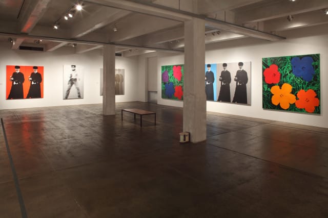 Installation view of Deborah Kass: Before and Happily Ever After with views of Kass's Double Double Yentl (My Elvis), 1992 (Courtesy of Andy Warhol Museum)